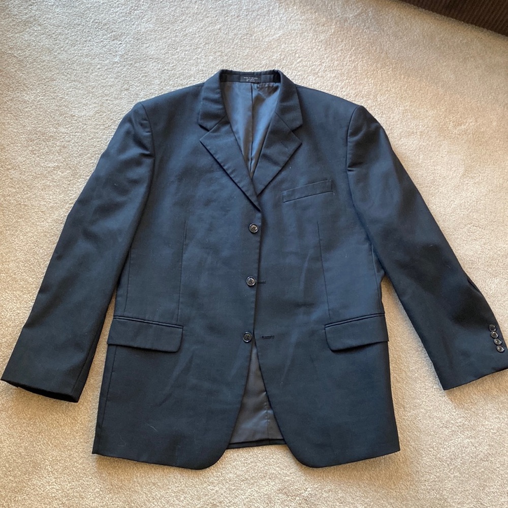 Mens black sports coat large jones New York 100% wool made in Mexico
